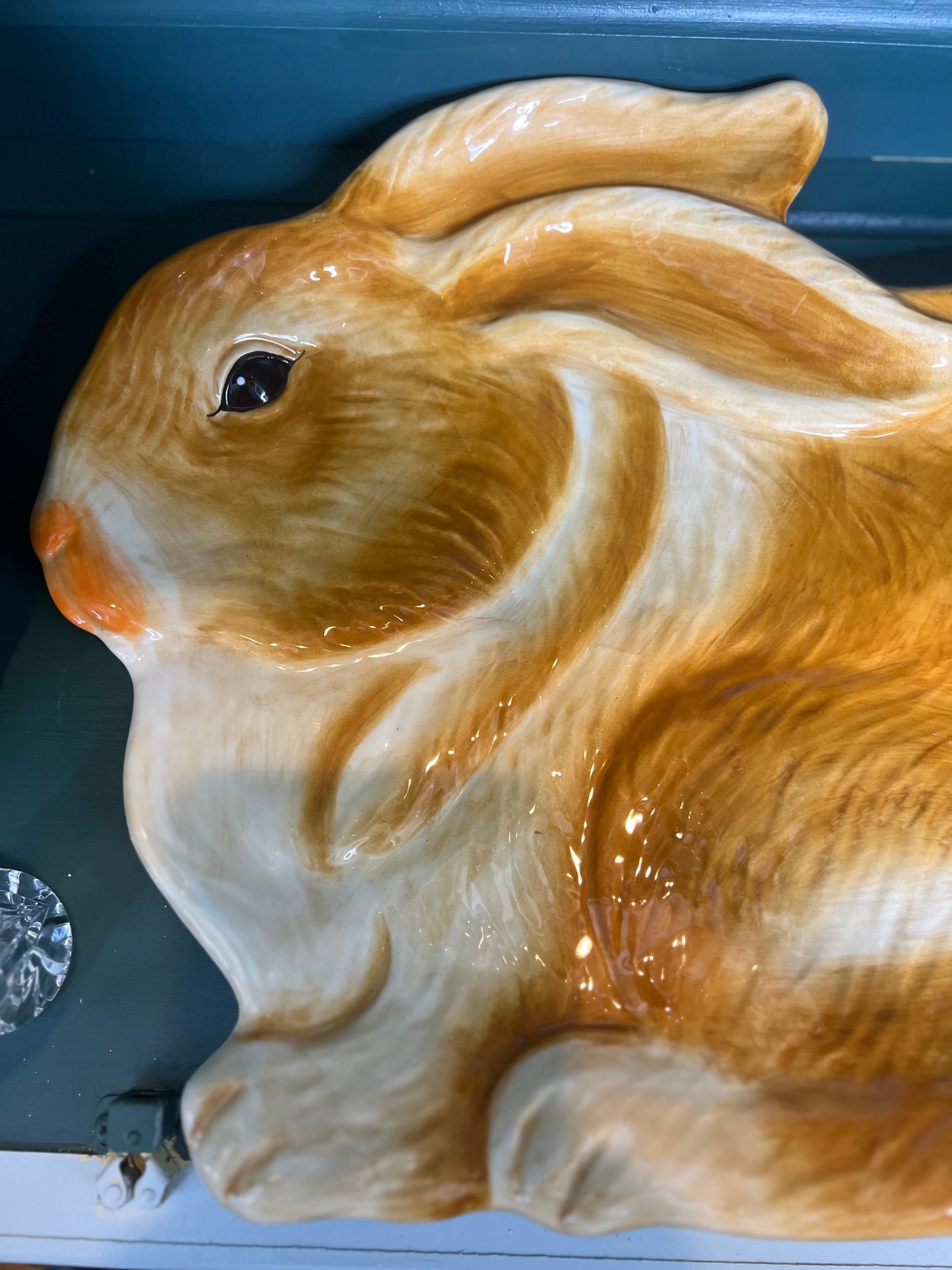 Large Vintage Bunny Serving Platter, 17x14” - Pristine!