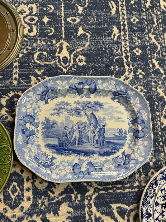 RESERVED - DA4461 - Blue and white 'Drama' platter, Henry VI Act 2 Scene 2, c.1820