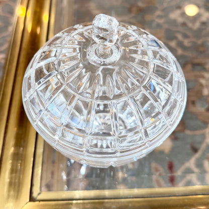 Beautiful sparkling vintage crystal biscuit jar with lid 7.5 h