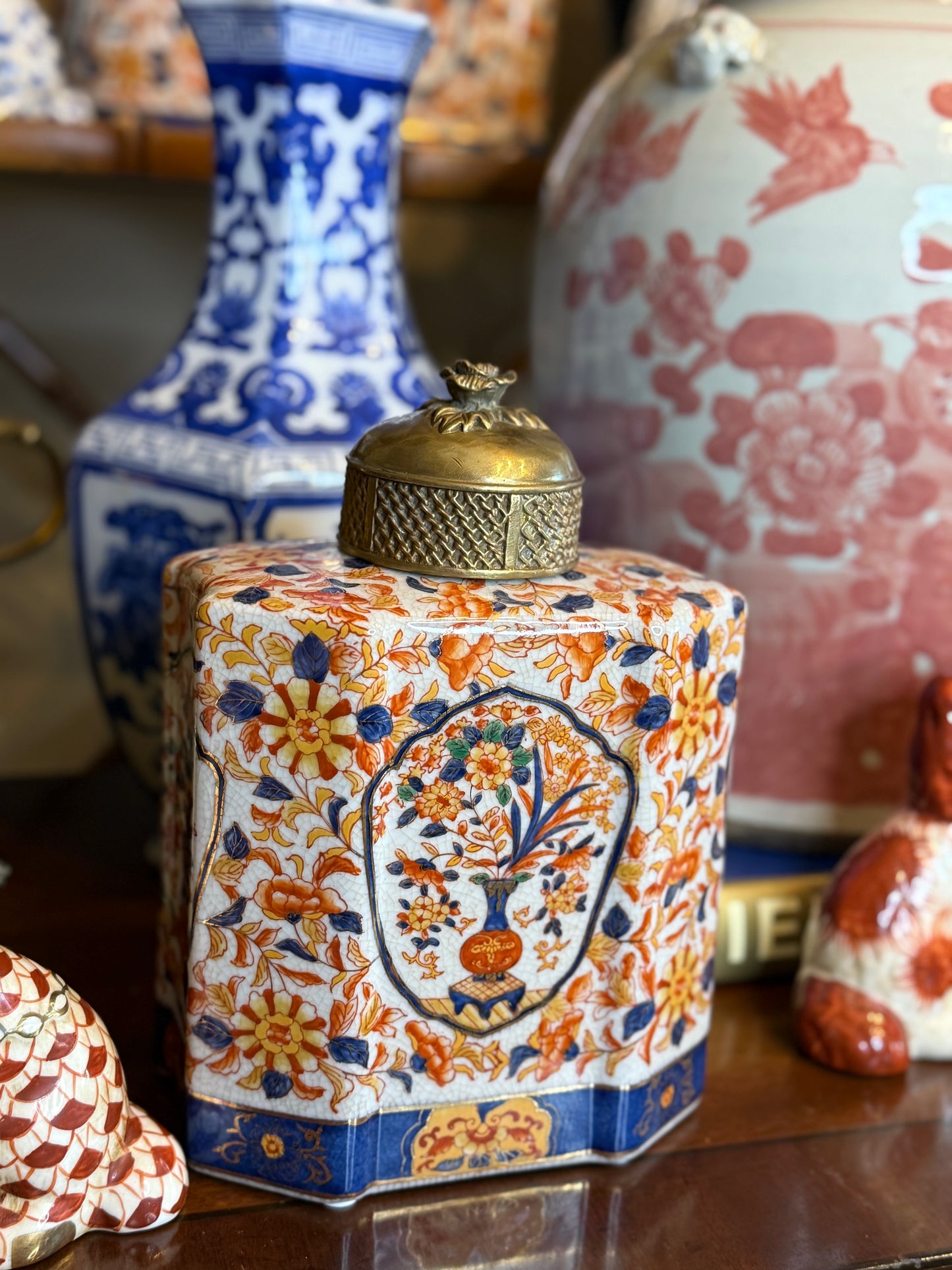 Danny’s Fine Porcelain - Imari Jar with Bronze Lid 8”x 5”x 8”