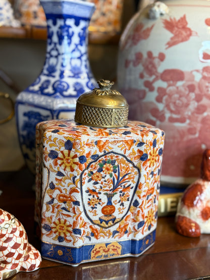 Danny’s Fine Porcelain - Imari Jar with Bronze Lid 8”x 5”x 8”