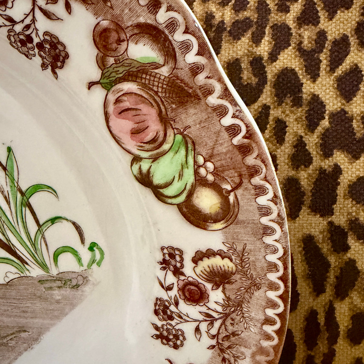 Massive brown & blue oval turkey holiday platter, 20 x 15