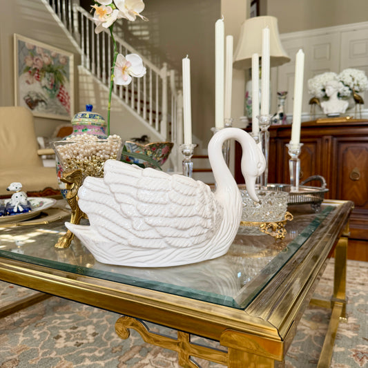 Stunning Swan  centerpiece planter decor made in Portugal 13 x 8 x 7