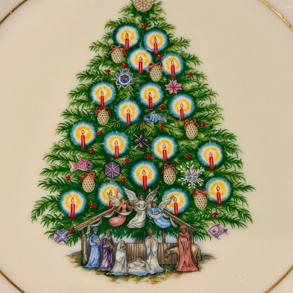 Lenox gold rim Holiday 1992 collection dinner plate 10d