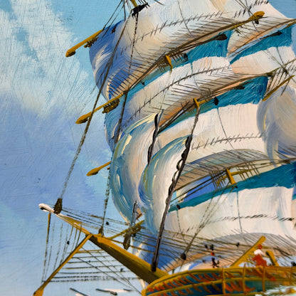 Handsome tall clipper ships on the sea painting art 15.5 x 13.5