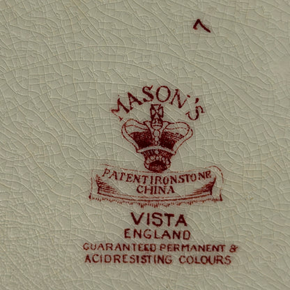 Rare Set of 8 Mason's Vista Pink Red willow dinner plates 10d