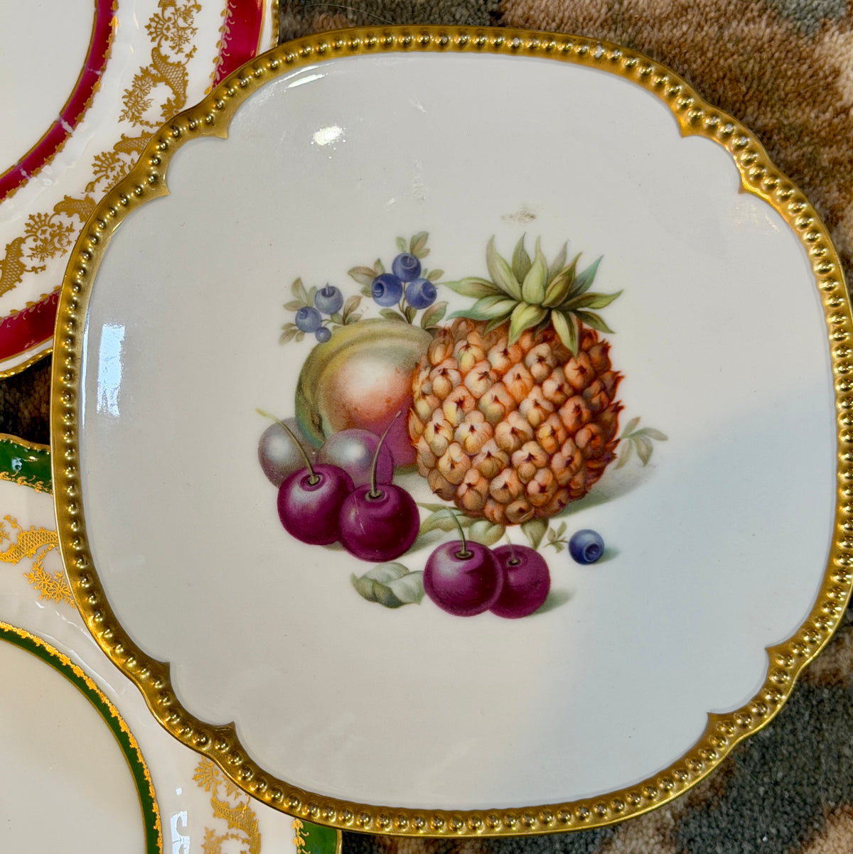 Set of 4 English stamped  porcelain plates 8d