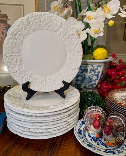 Vintage Bordallo Pinheiro White Cabbage Chargers | Set of 11 | Made in Portugal | 11.5"D
