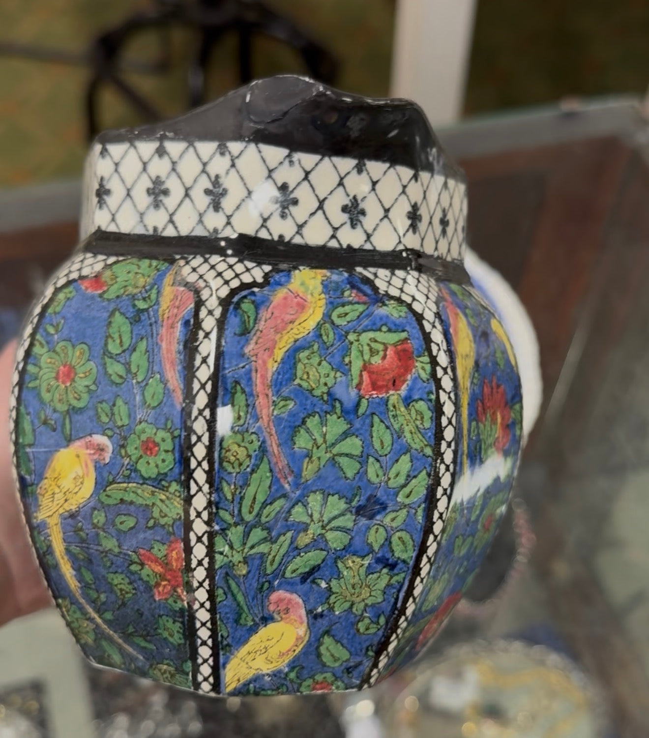 Antique Royal Doulton Birds Blue Chintz Persian Parrots Milk Jug Pitcher | D4031 | c.1902–1922