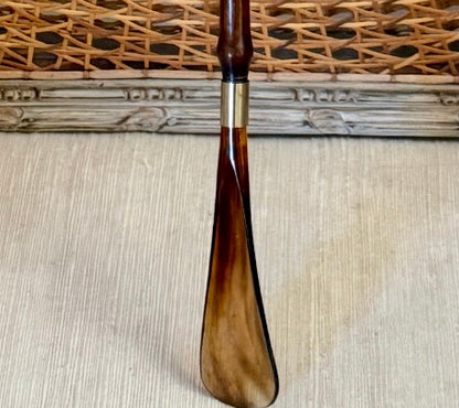 Rare tortoise and wood bamboo horse head shoe horn 21 in