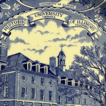 Older stamped University of Illinois Blue collectors plate Old Staffordshire of England 10 d