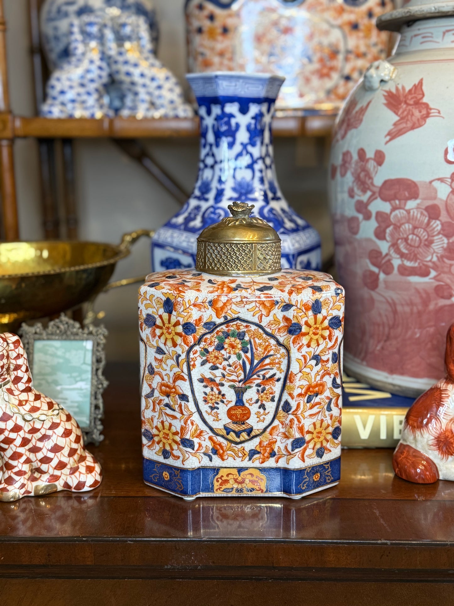 Danny’s Fine Porcelain - Imari Jar with Bronze Lid 8”x 5”x 8”