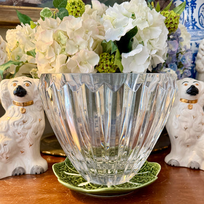 Absolutely massive vintage Crystal centerpiece bowl .