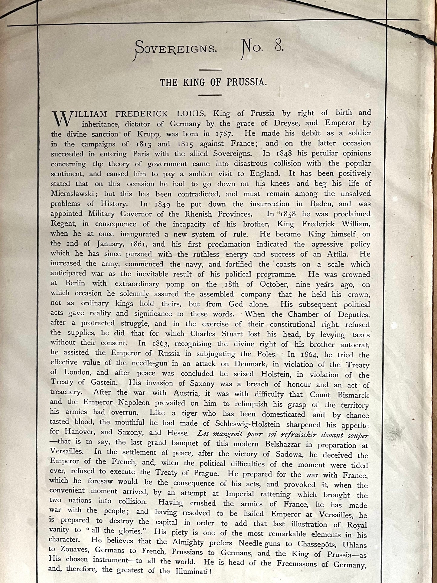 A Pair of 19th-Century Vanity Fair Color Engravings — “Sovereigns” Series, England - Silk Matted