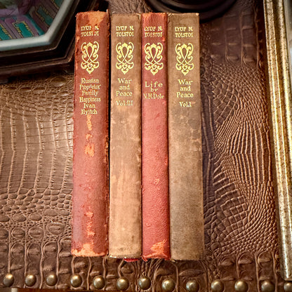 Set of 4 Antique rare books by Tolstoi copyright 1898
