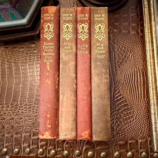 Set of 4 Antique rare books by Tolstoi copyright 1898