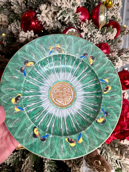 Antique Bok Choy 9” Hand-Painted Shallow Bowl (Rim Chip)