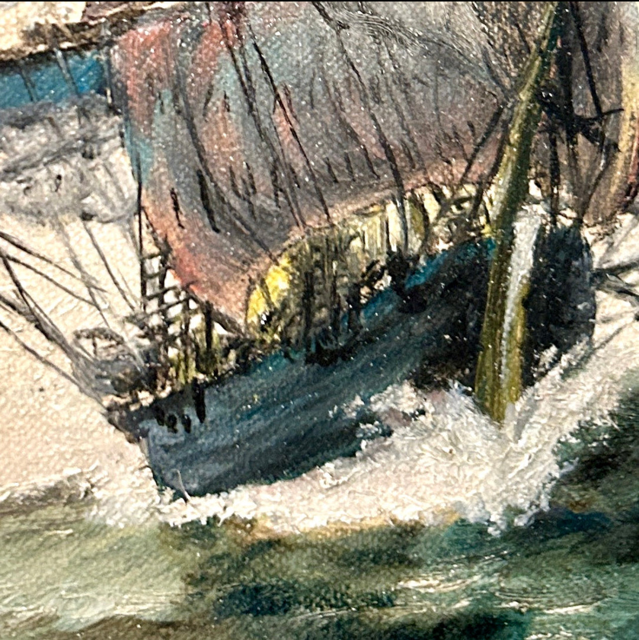 Bold & Beautiful coastal chic vintage tall ship sailing wall art 23.75" x 19.75