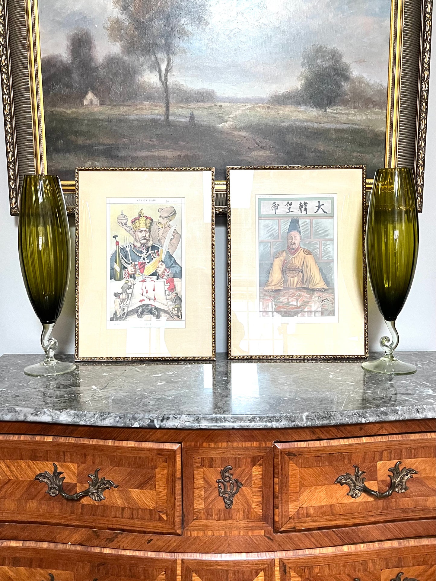 A Pair of 19th-Century Vanity Fair Color Engravings — “Sovereigns” Series, England - Silk Matted