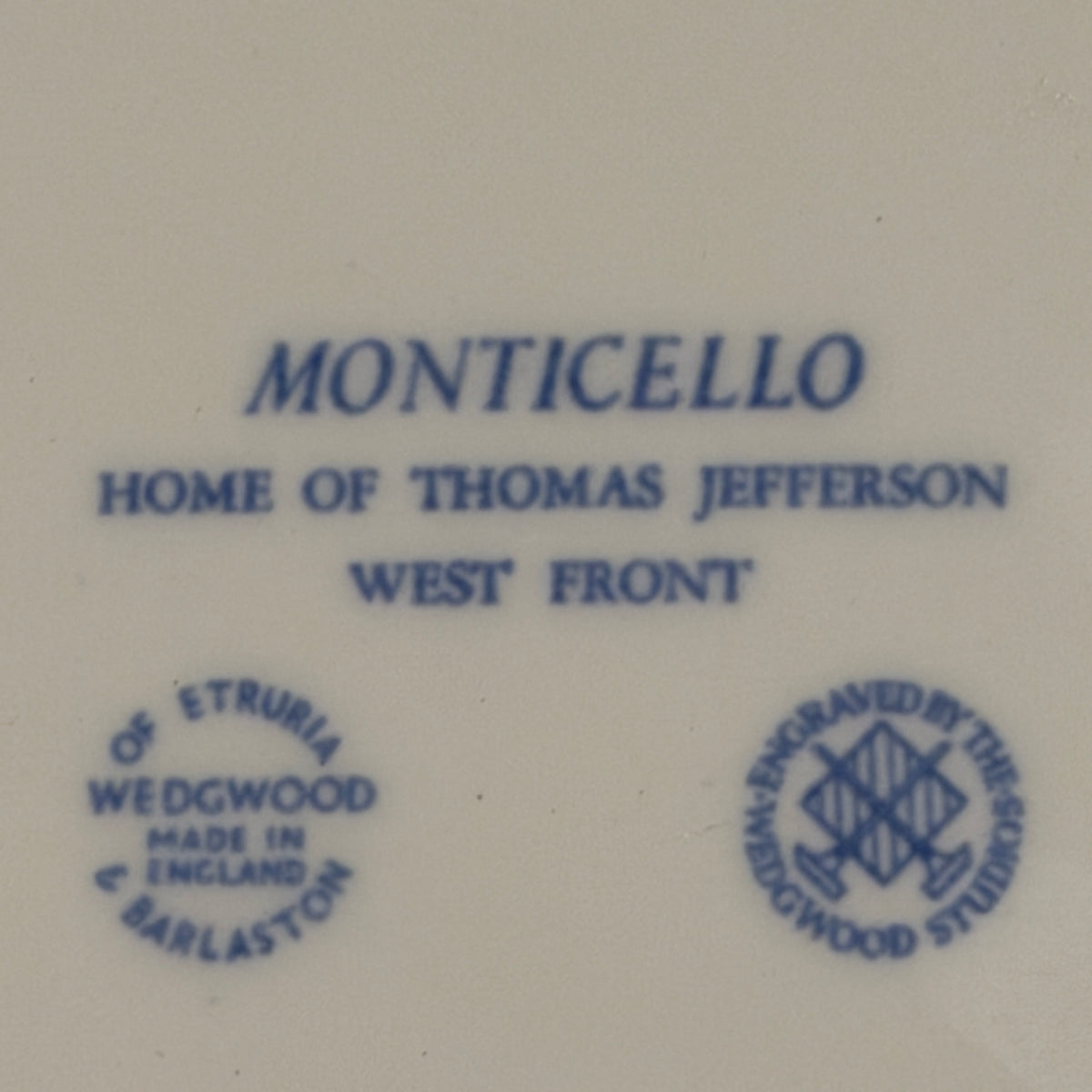 Older Vintage Wedgwood "Monticello"blue and white  Collectors plate 10 d