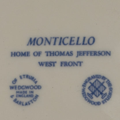 Older Vintage Wedgwood "Monticello"blue and white  Collectors plate 10 d