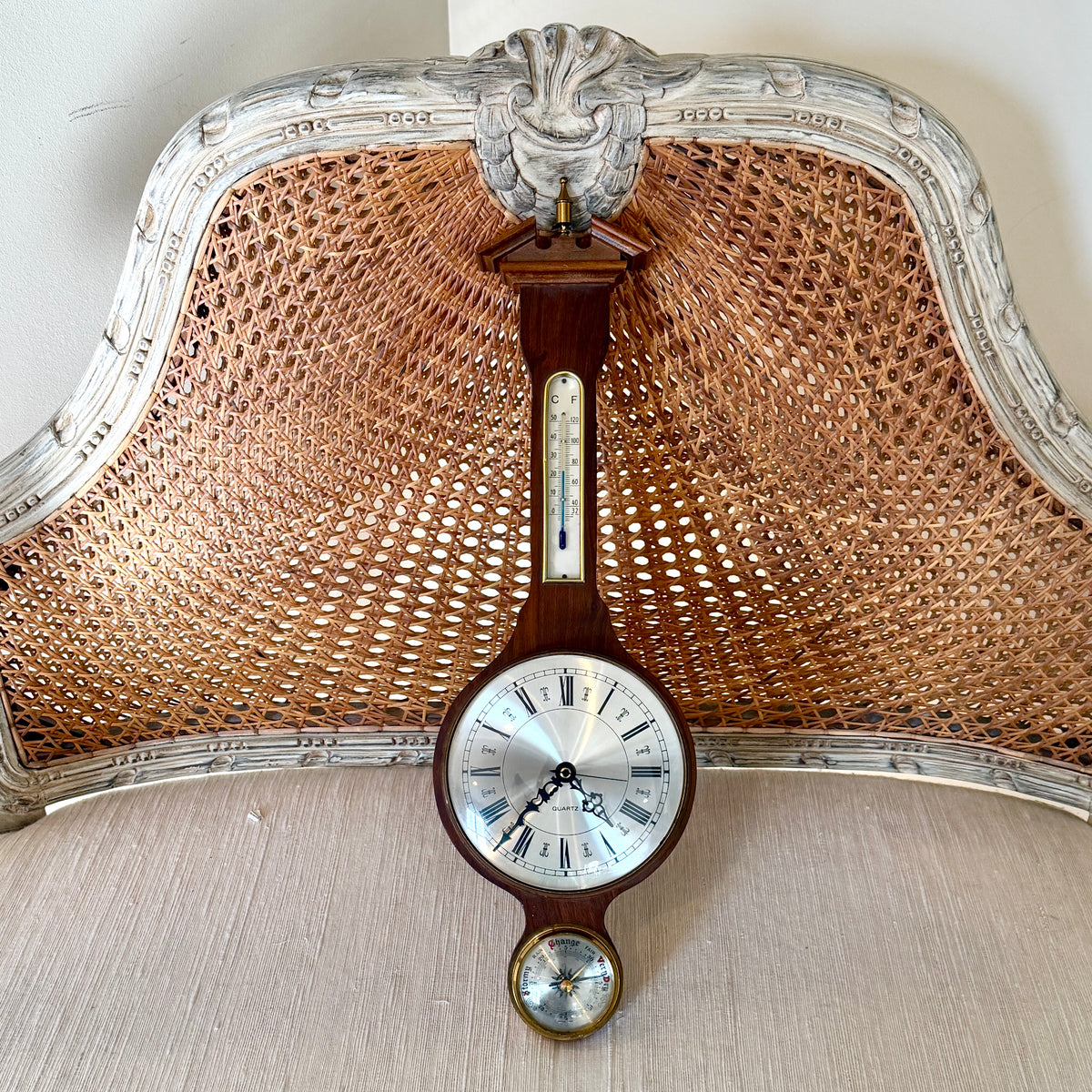 Vintage coastal chic  Brass & wood wall barometer