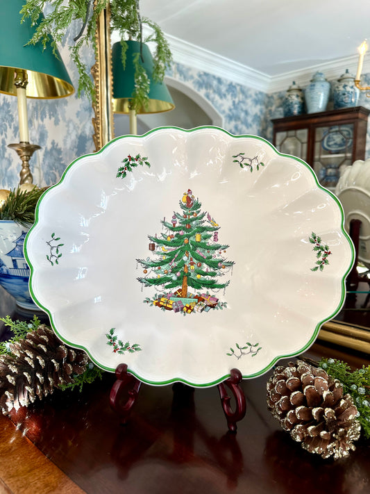 Gorgeous Christmas Tree Spode Large Fluted Platter