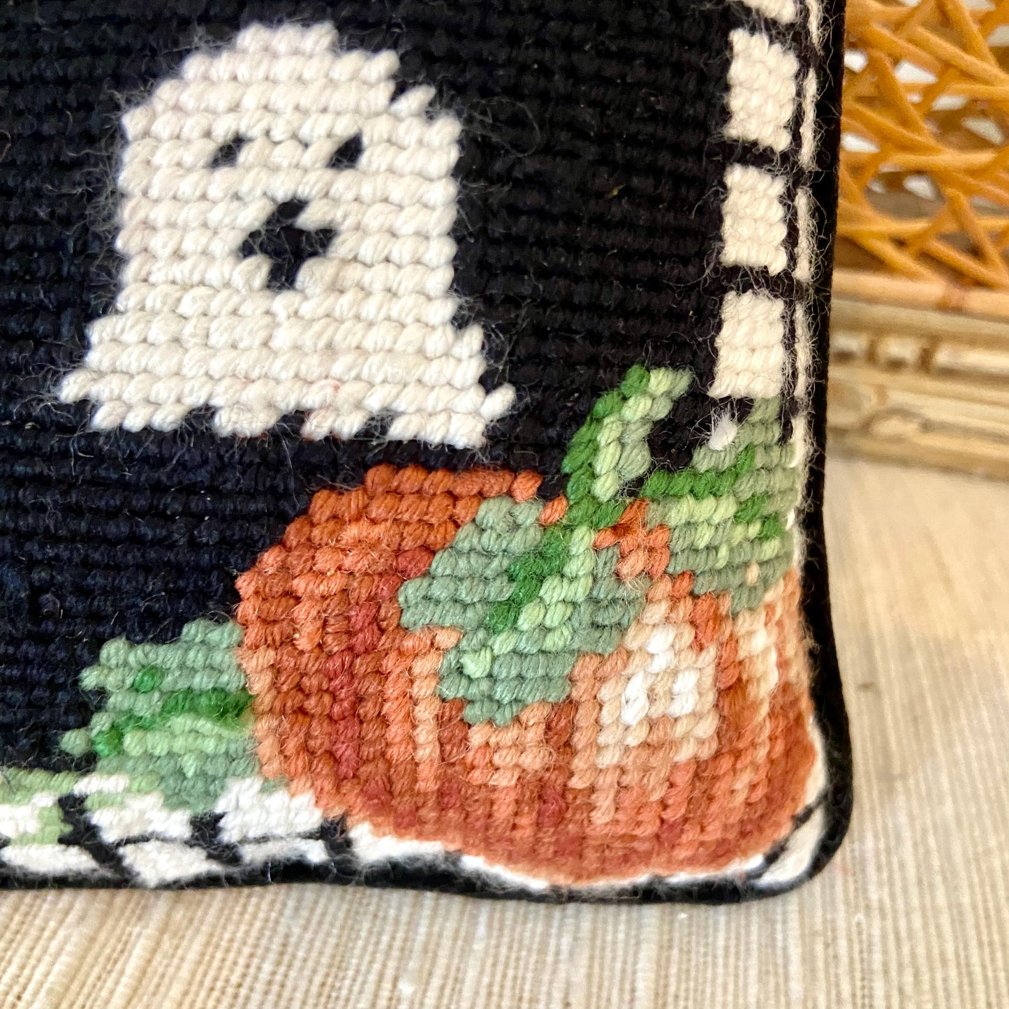 Sweet needlepoint Halloween doorhanger pillow