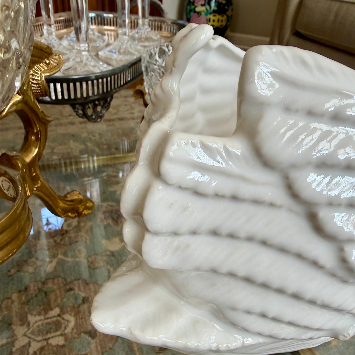 Stunning Swan  centerpiece planter decor made in Portugal 13 x 8 x 7