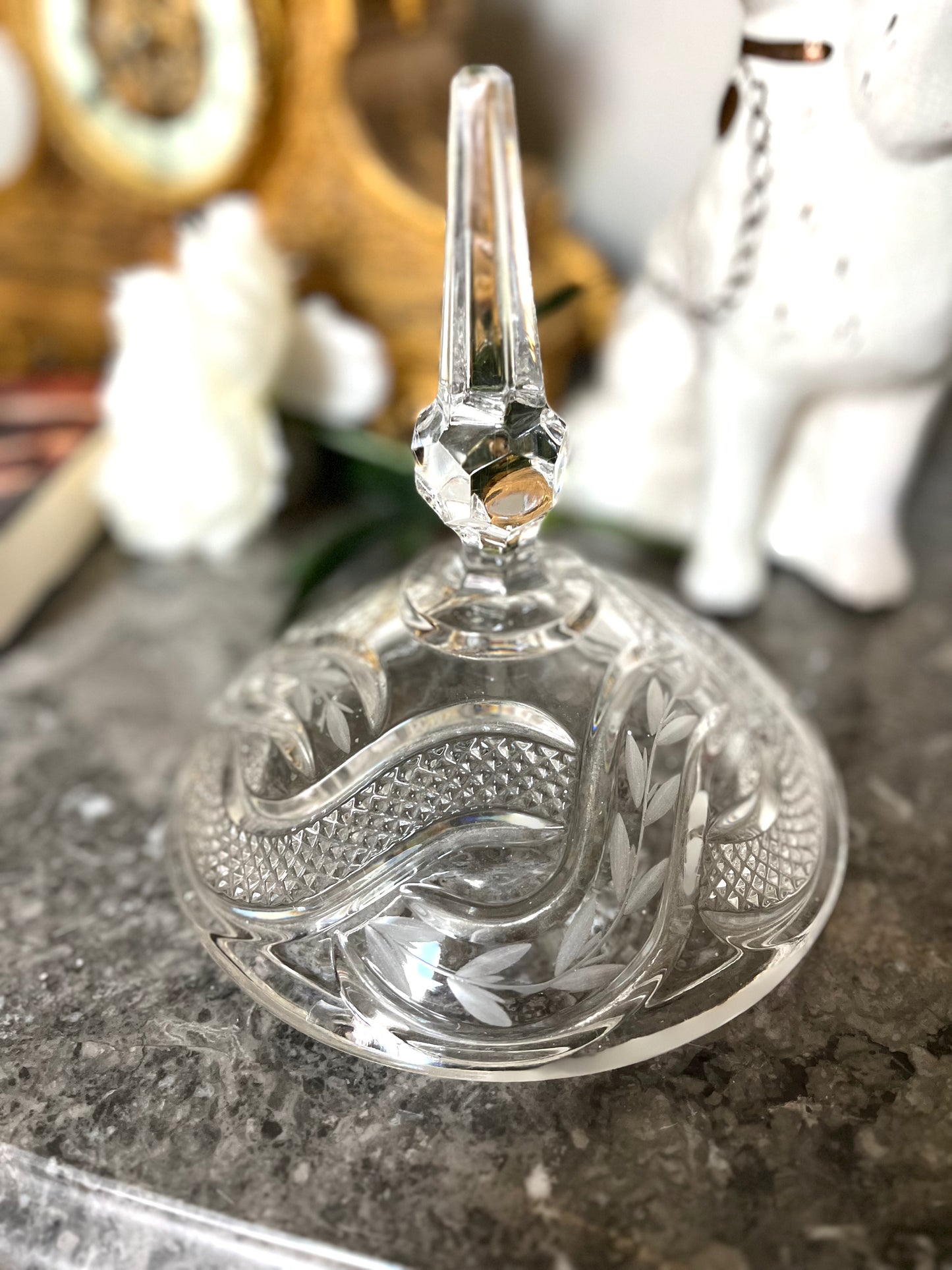Live 06/02 Spired Multi-cut Crystal Pedestal Lidded Candy Dish