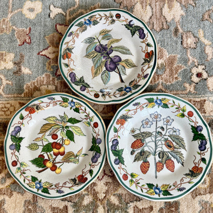 Set of 3 vintage Designer  fruit & floral plates.