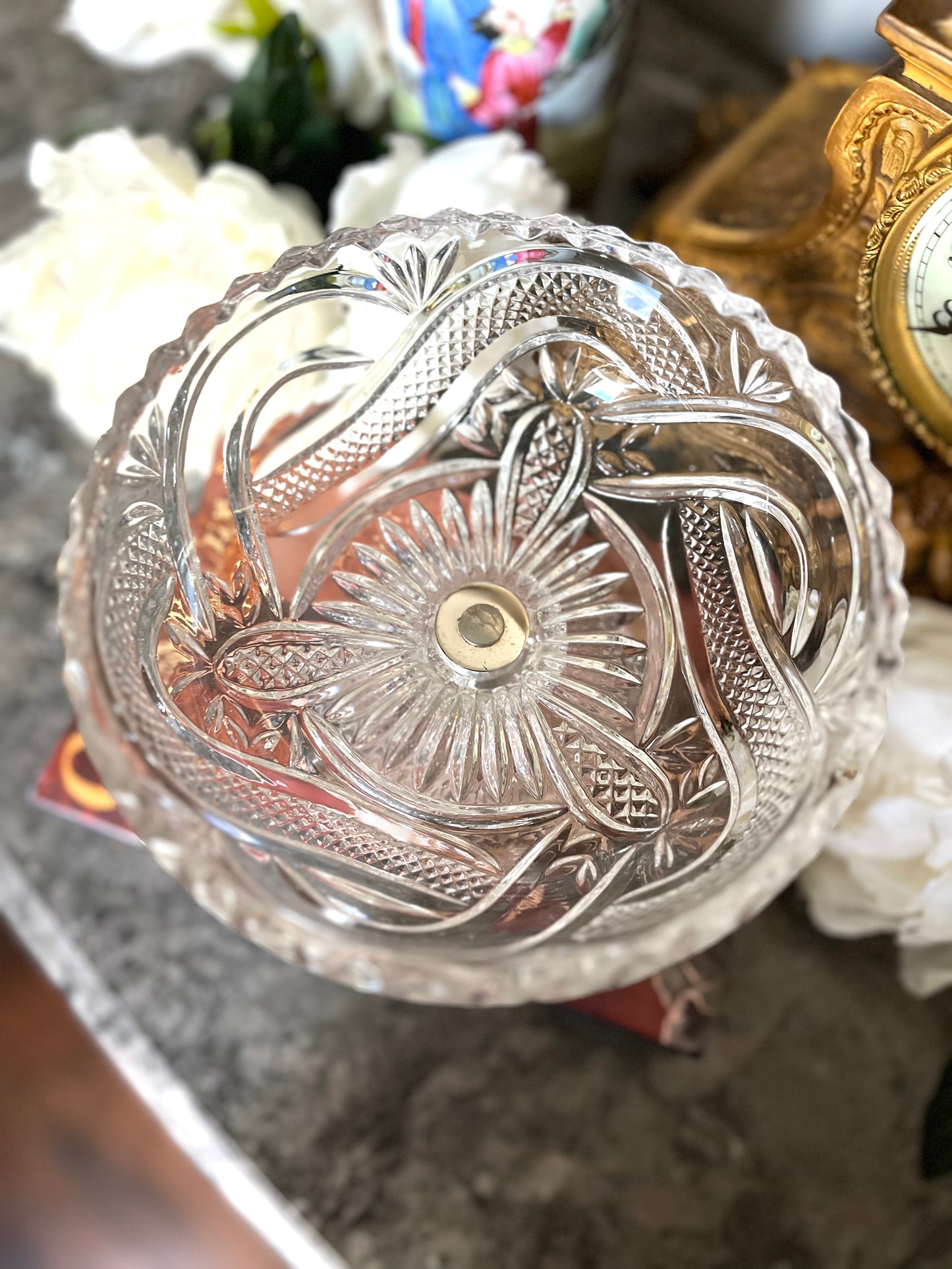 Live 06/02 Spired Multi-cut Crystal Pedestal Lidded Candy Dish