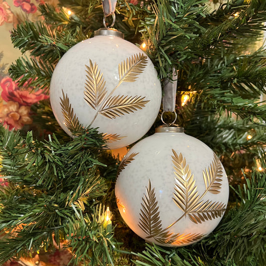 Large and heavy speckled embossed gold evergreen ball ornament