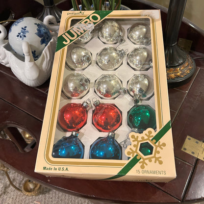 15 Glorious vintage glass ornaments shiny bright style green red blue silver