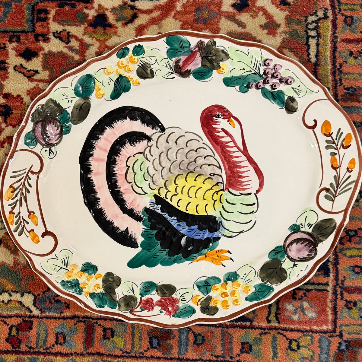Massive white oval turkey holiday platter, 18.5 x 15 made in Italy