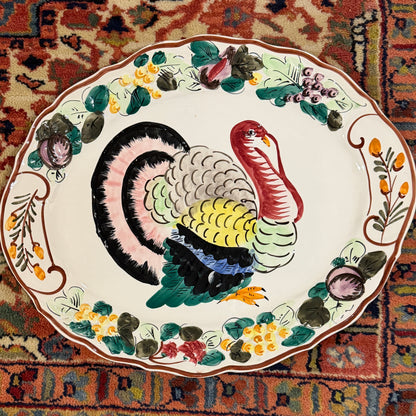 Massive white oval turkey holiday platter, 18.5 x 15 made in Italy