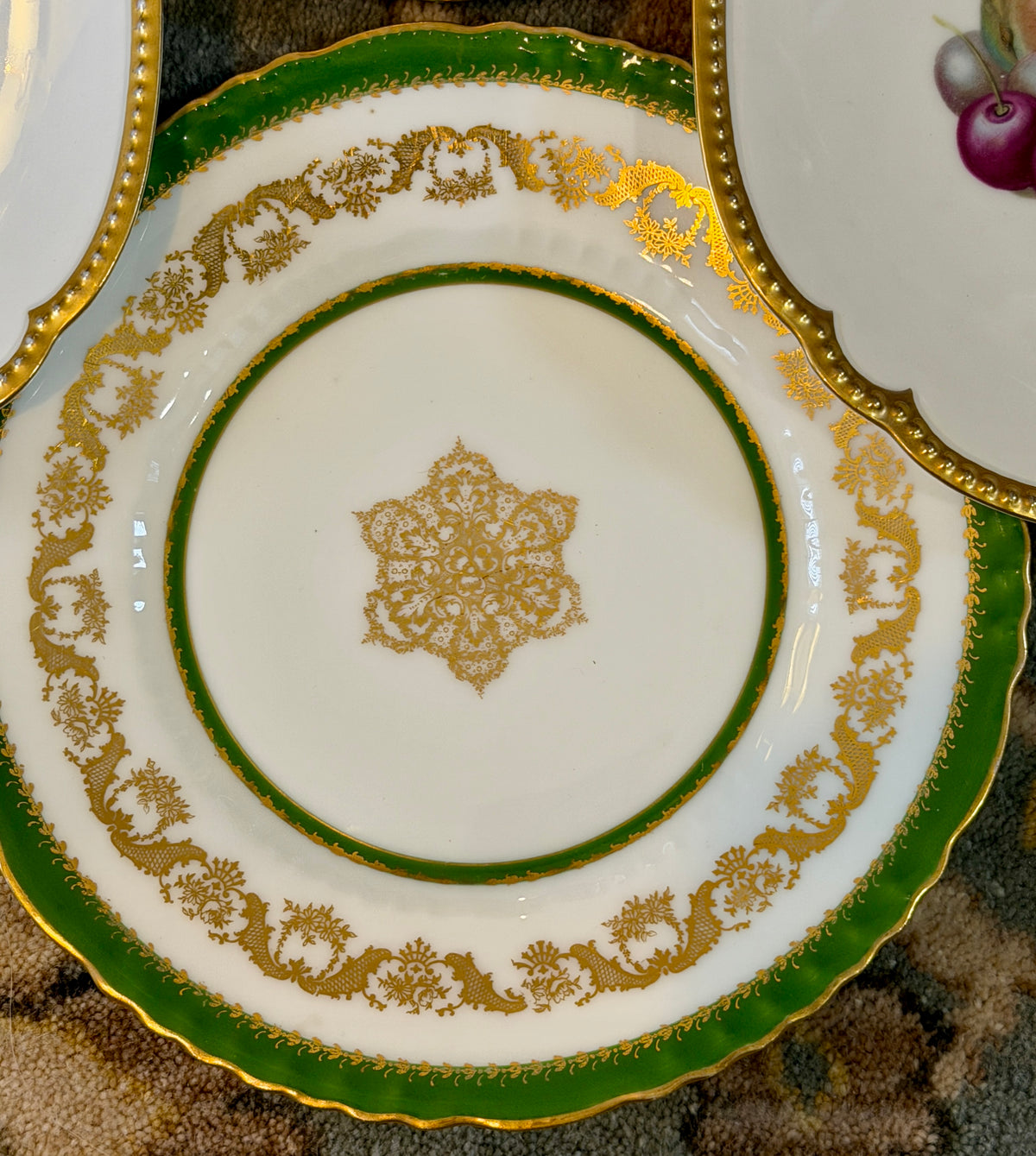Set of 4 English stamped  porcelain plates 8d