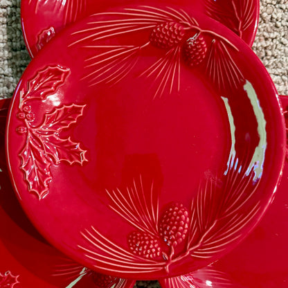 LENOX set of four RUSTIC BERRY"  salad dessert plates 8d