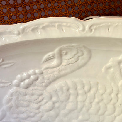 Massive scalloped white oval turkey holiday platter, 21x 15 made in Italy