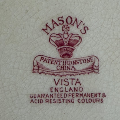 set of 2 vintage Mason’s of England in Vista pink & white plates 8 d