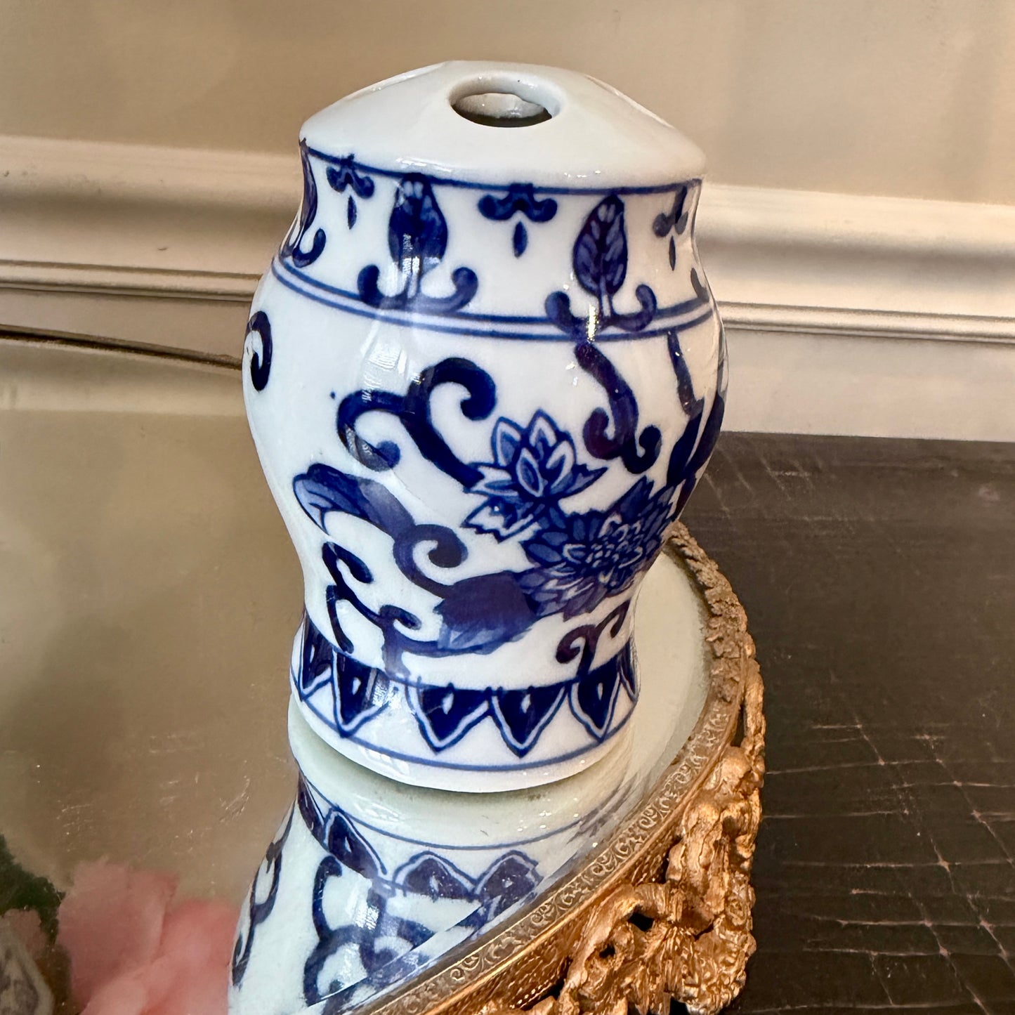 Chinoiserie make up tooth brush blue & white holder