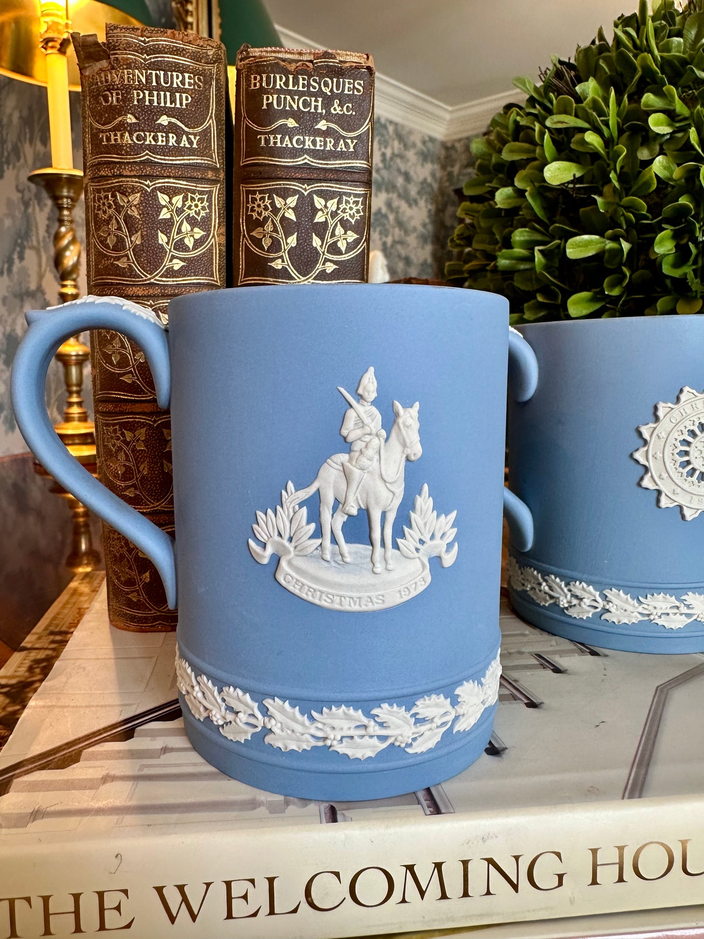Vintage Pair of Wedgwood Blue & White Jasperware Mugs Mug