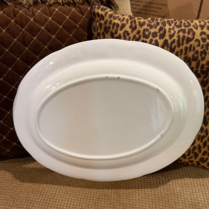 Massive brown & blue oval turkey holiday platter, 20 x 15