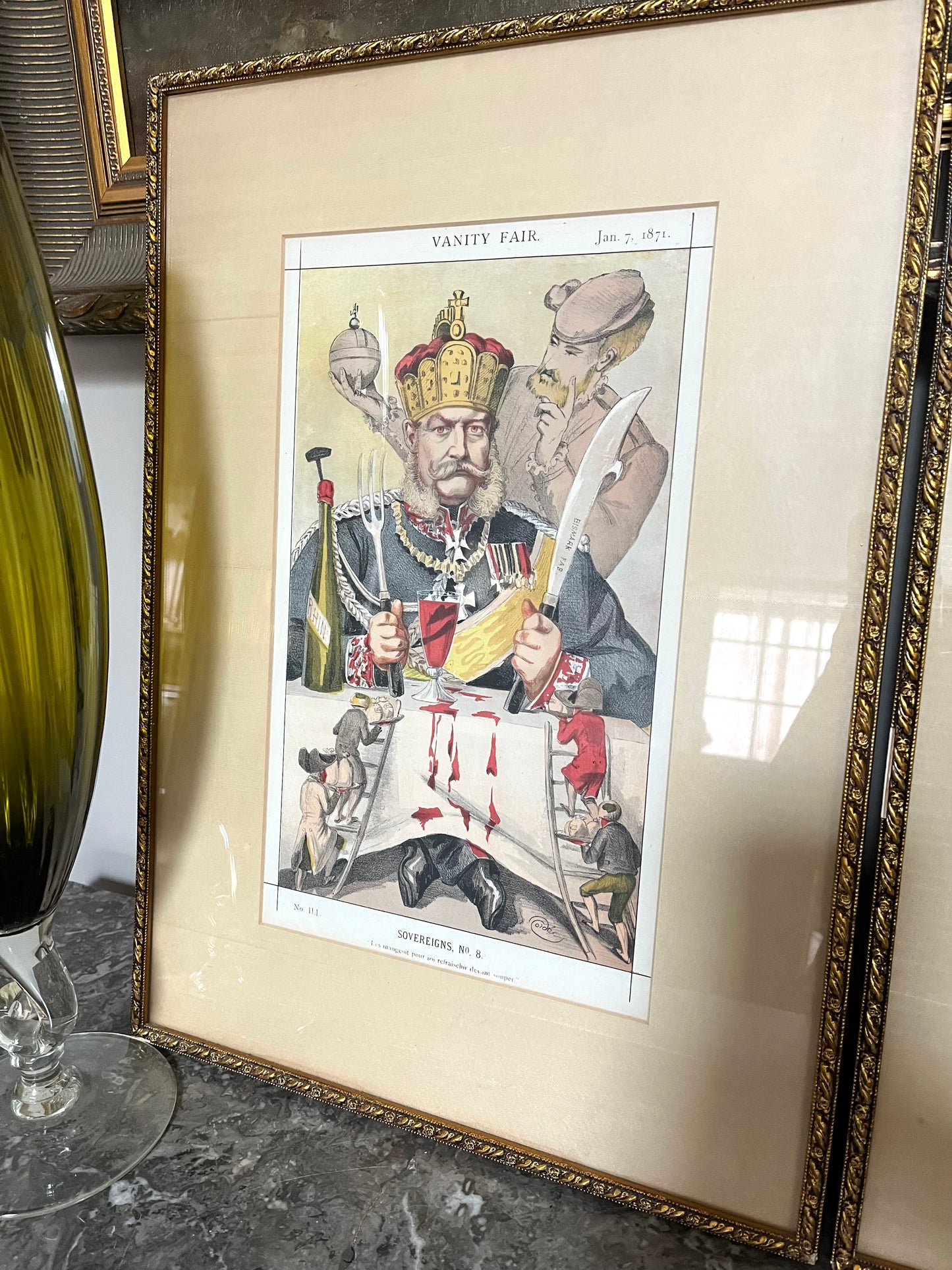 A Pair of 19th-Century Vanity Fair Color Engravings — “Sovereigns” Series, England - Silk Matted