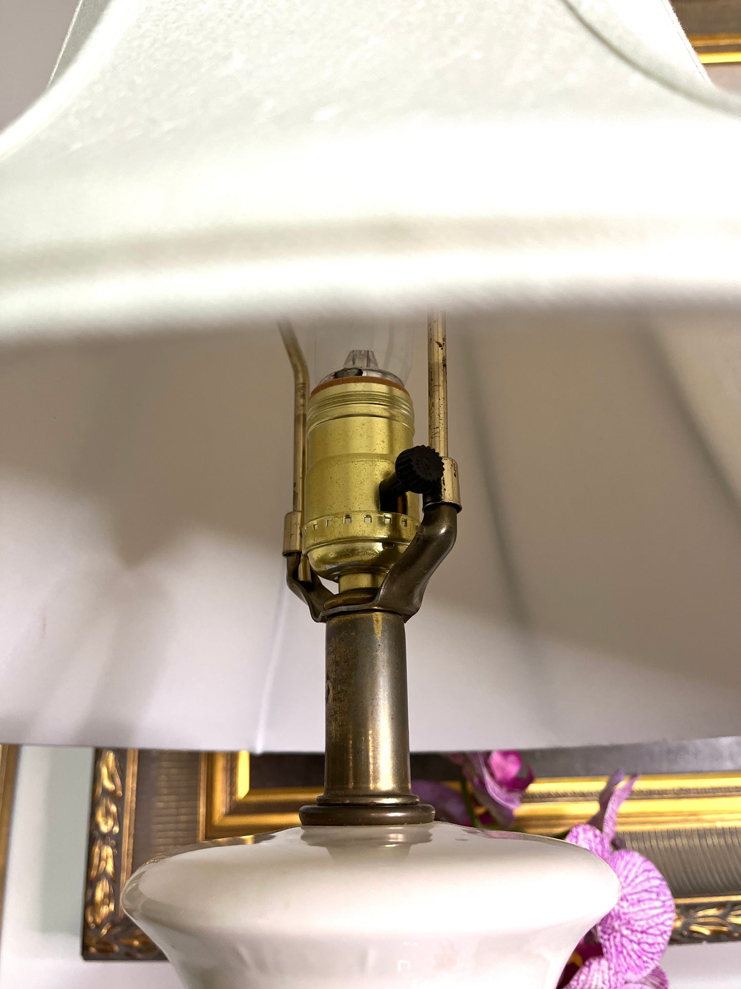 Reserved Alice ❤️Chic Hand Painted Chinoiserie Plum Blossom and Butterfly Lamp on Brass Base