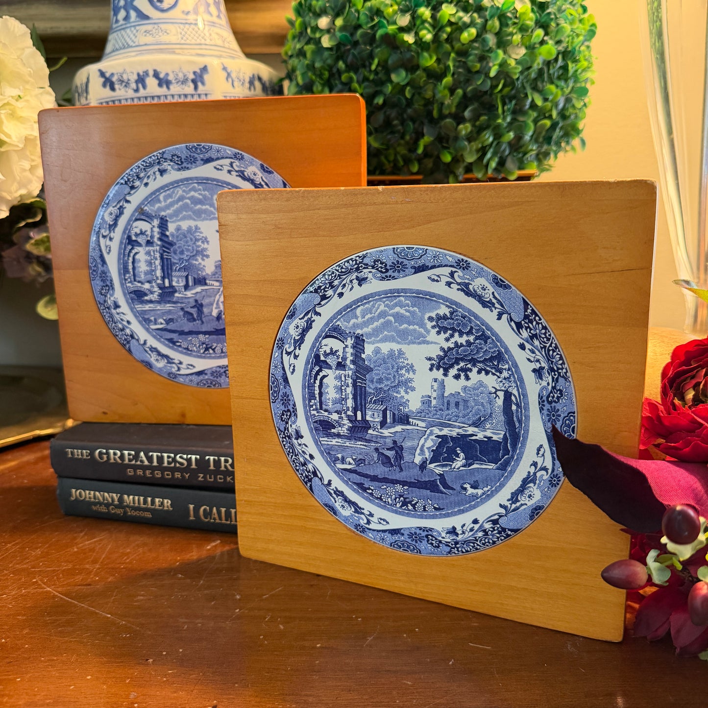 Designer Spode italy blue room plate trivets