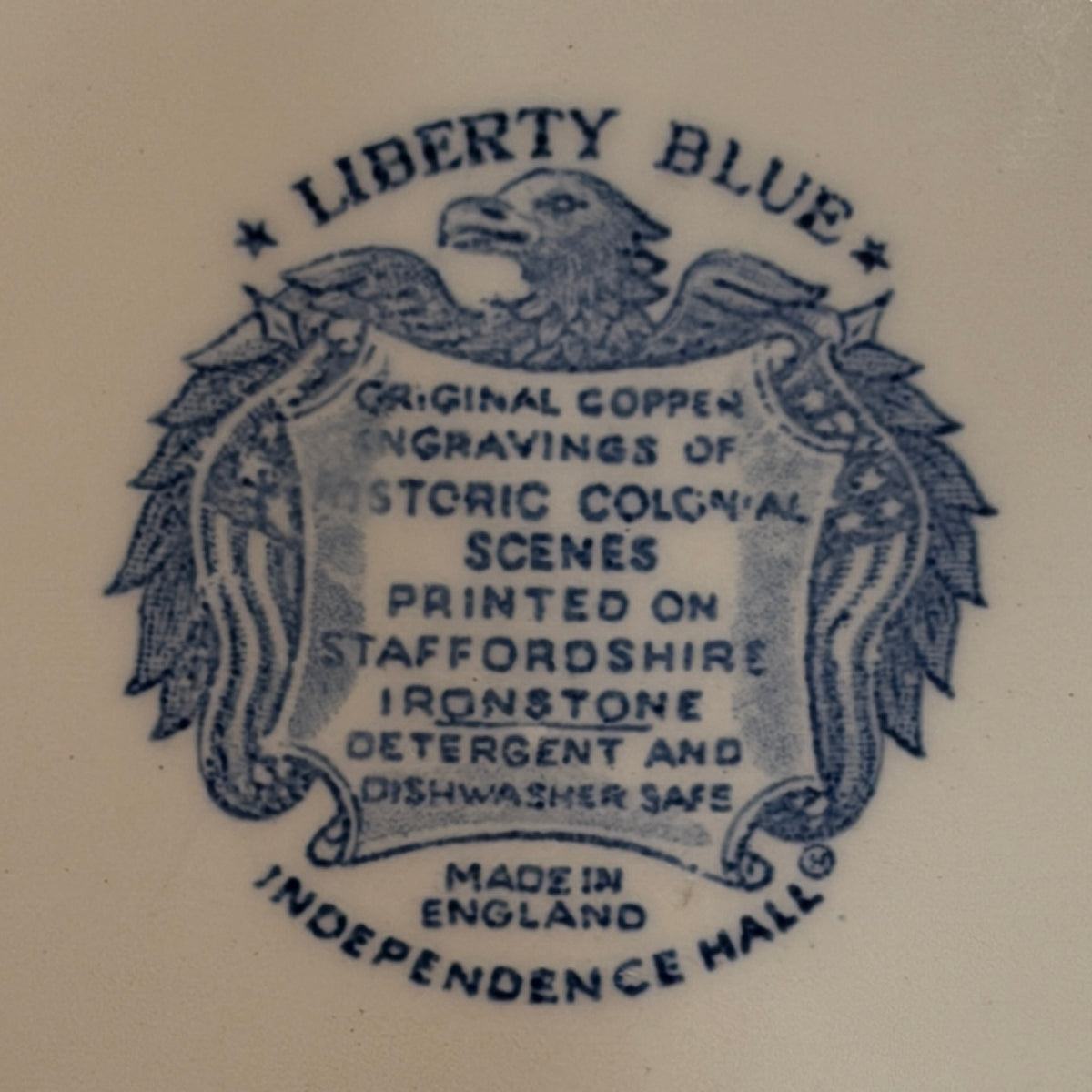 Vintage Staffordshire Of England Liberty Blue Plate 9 in hi