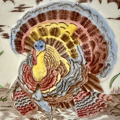 Massive brown & blue oval turkey holiday platter, 20 x 15