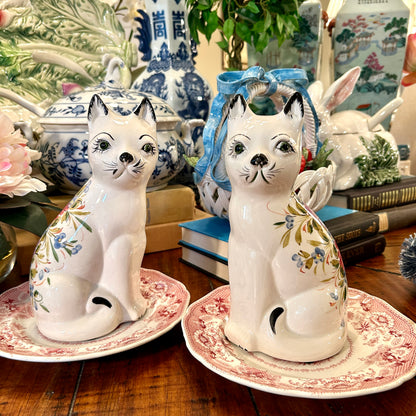 Set of two Italian kitty staffordshire style cats 7 in