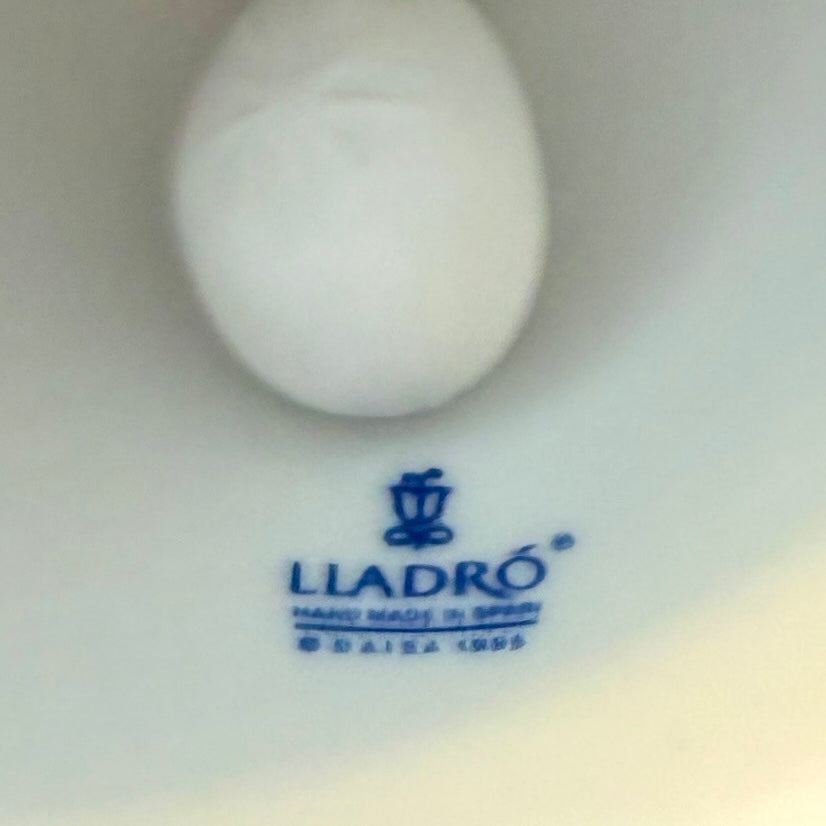 Delightful pink Lladro Jasperware Christmas bell ornament
